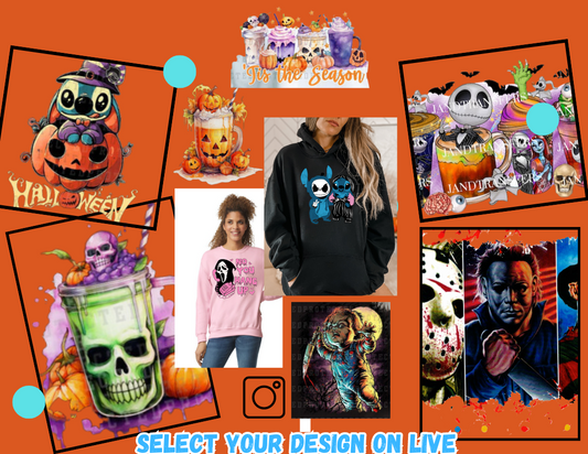 Purchase your custom HALLOWEEN Sweaters and select your design on LIVE or DM me