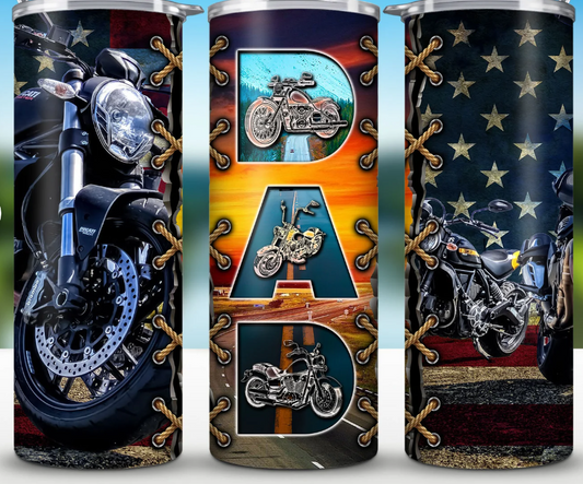 Biker Dad Flag 20oz Skinny Tumbler