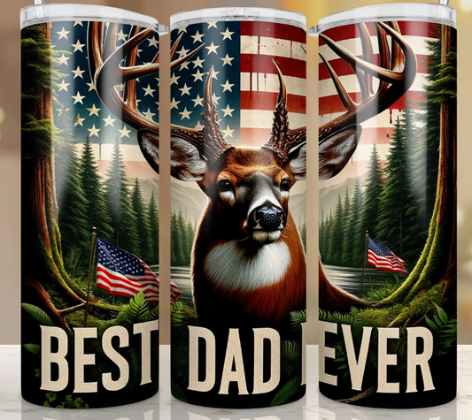 Best Dad Ever Hunting Dad, American Flag 20oz skinny tumbler