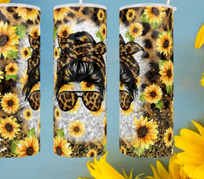 Cheetah Sunflower Gir 20oz Tumbler