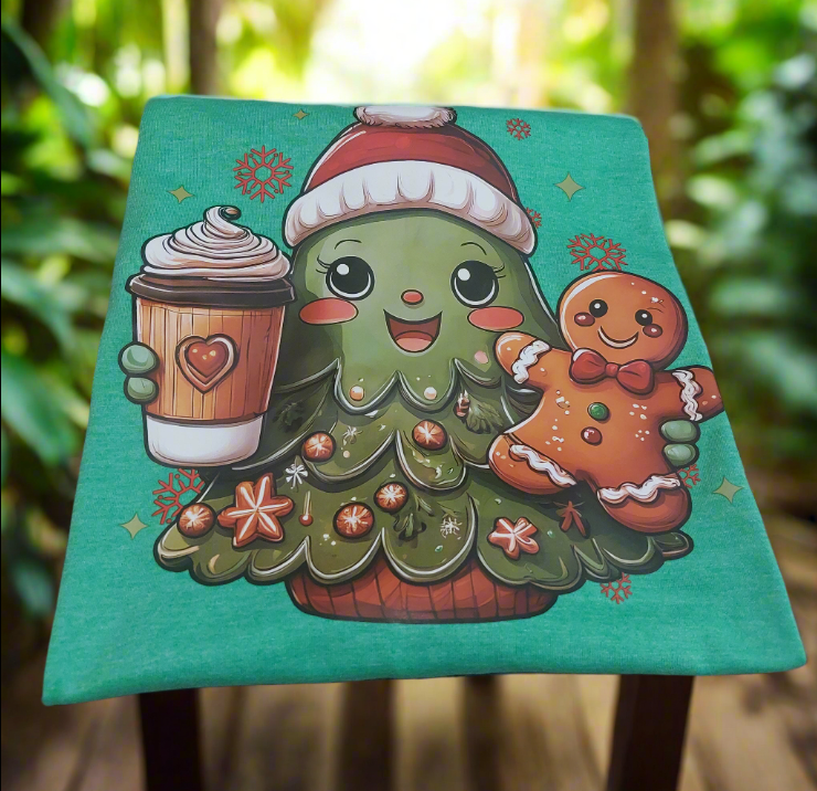 Christmas Tree & coffee V-neck t-shirt