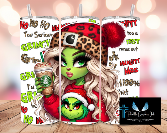 Lady Grinch Christmas 20oz tumbler