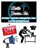 Custom T-shirt select clothing  & design on live stream