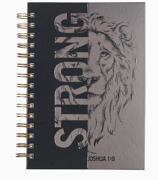 Journal Wirebound Black/Gray Be Strong Josh. 1:9