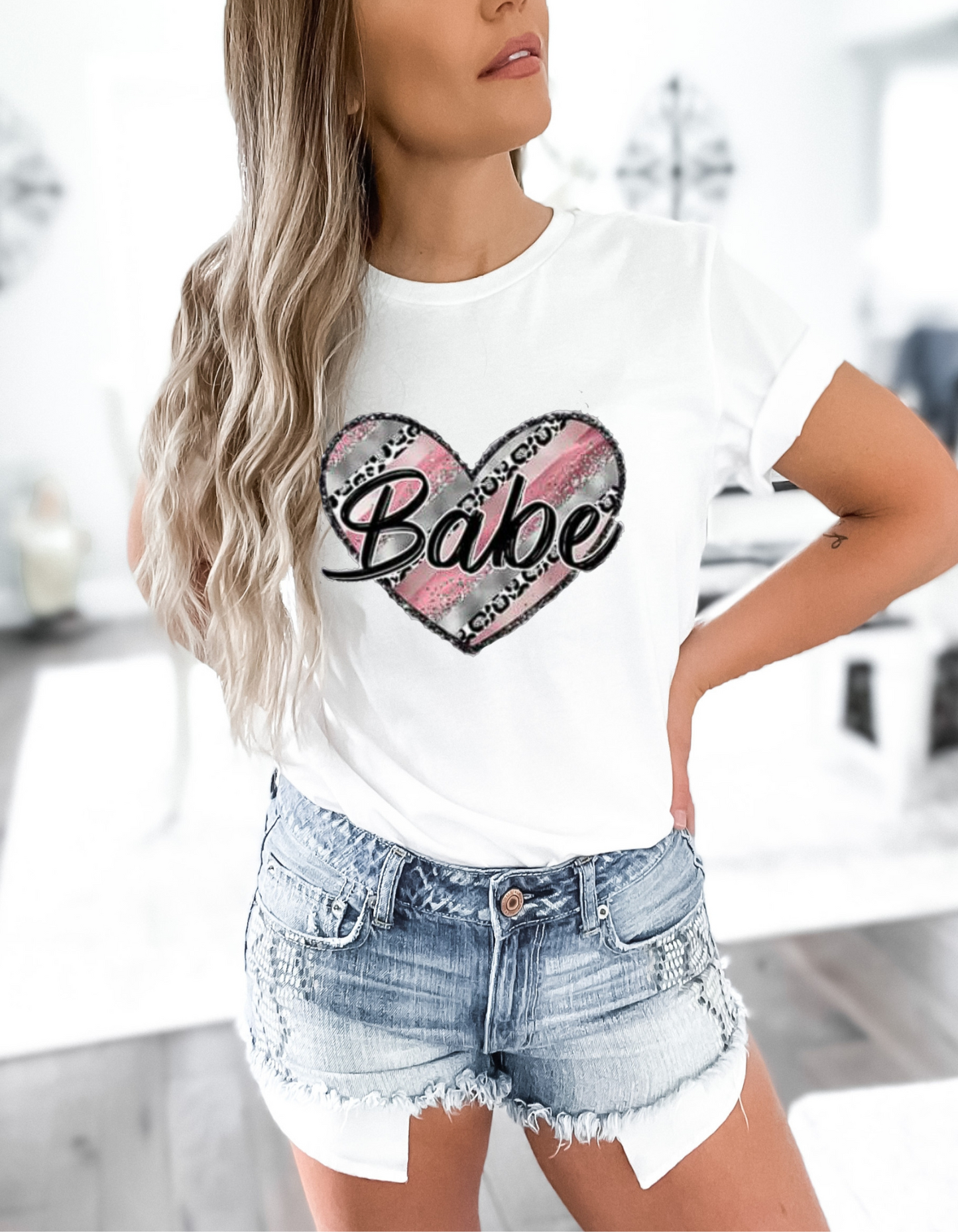 "Babe" Heart Print T-Shirt