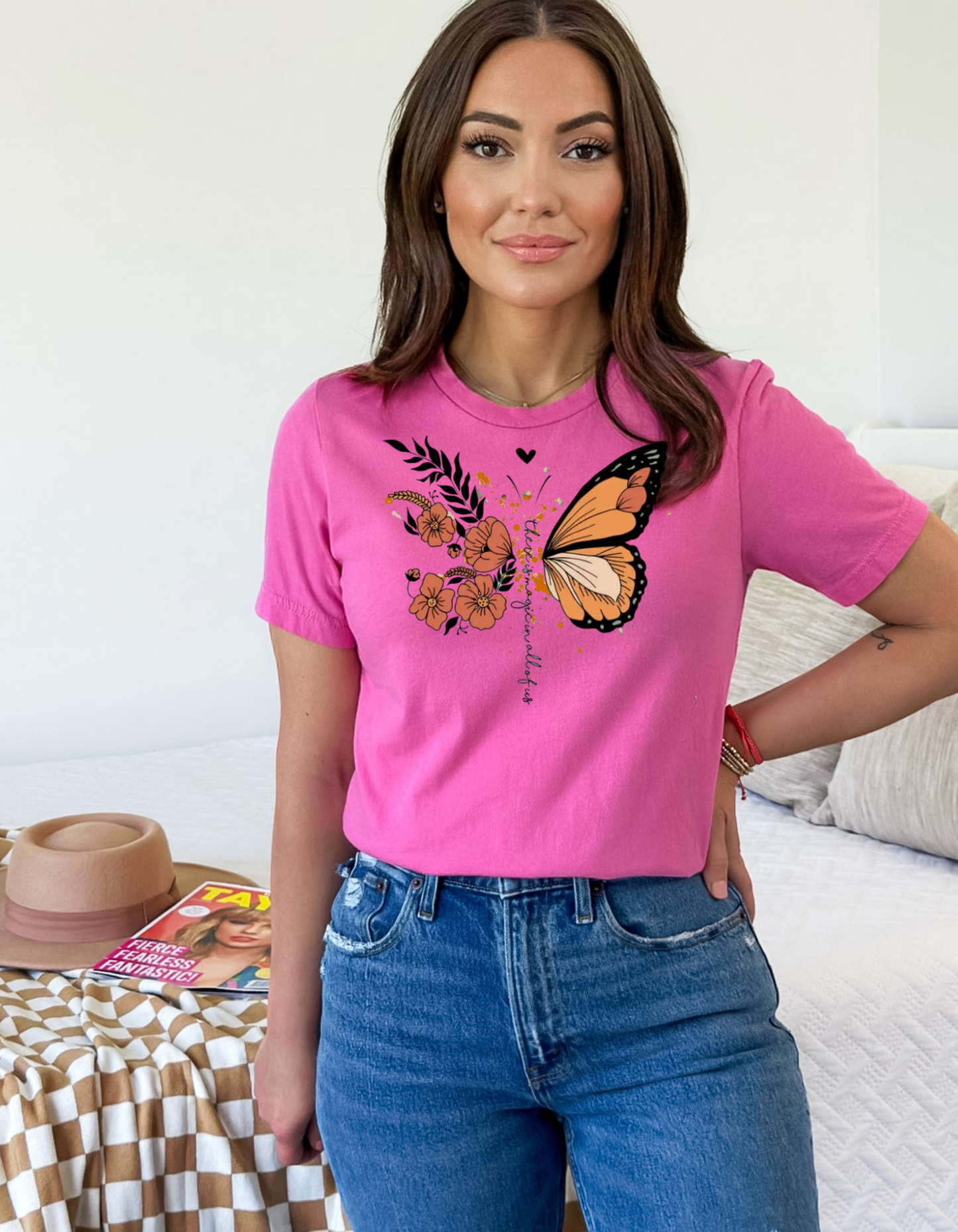 "Magic Is In All Of Us" Butterfly Print T-Shirt