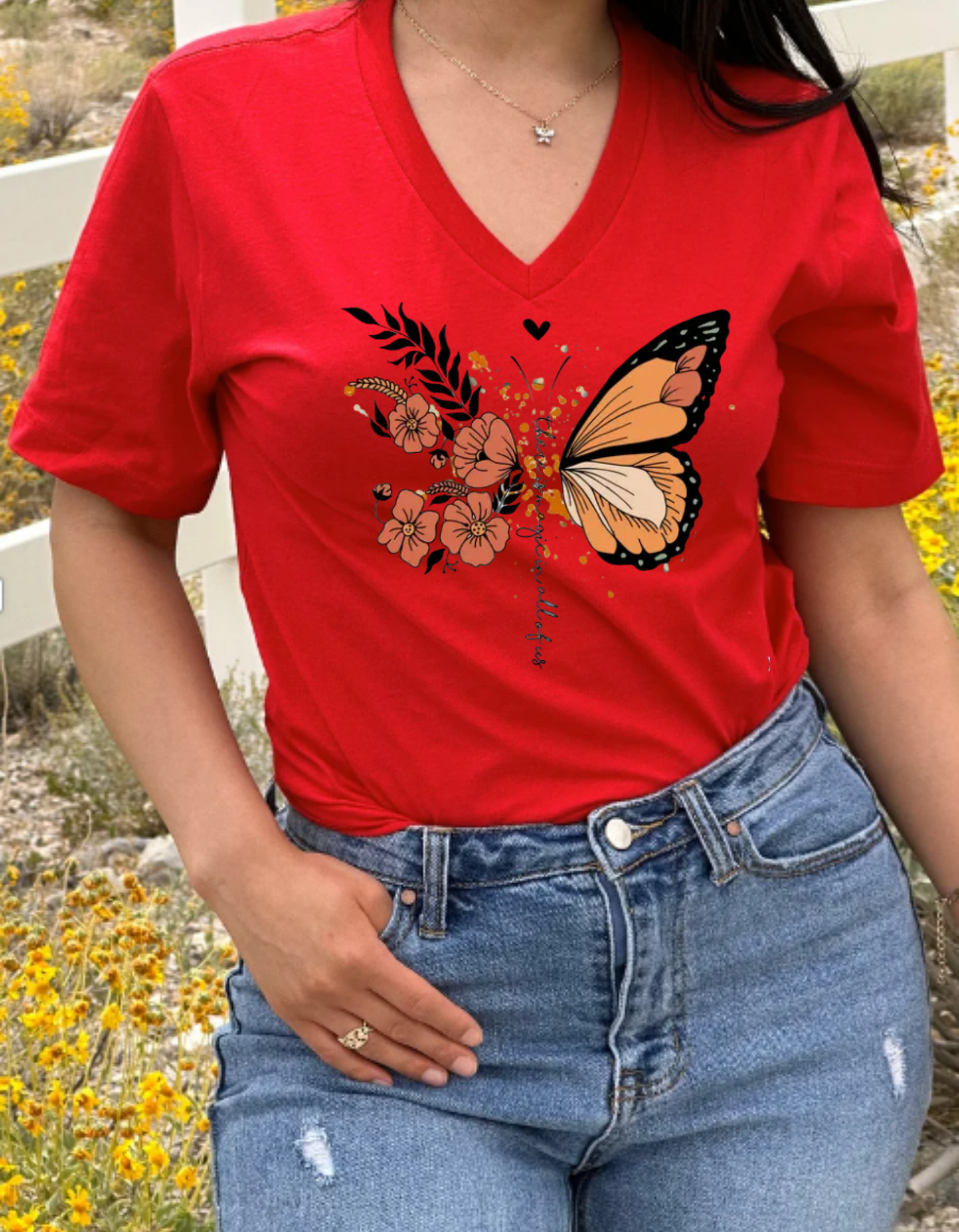 "Magic Is In All Of Us" Butterfly Print T-Shirt