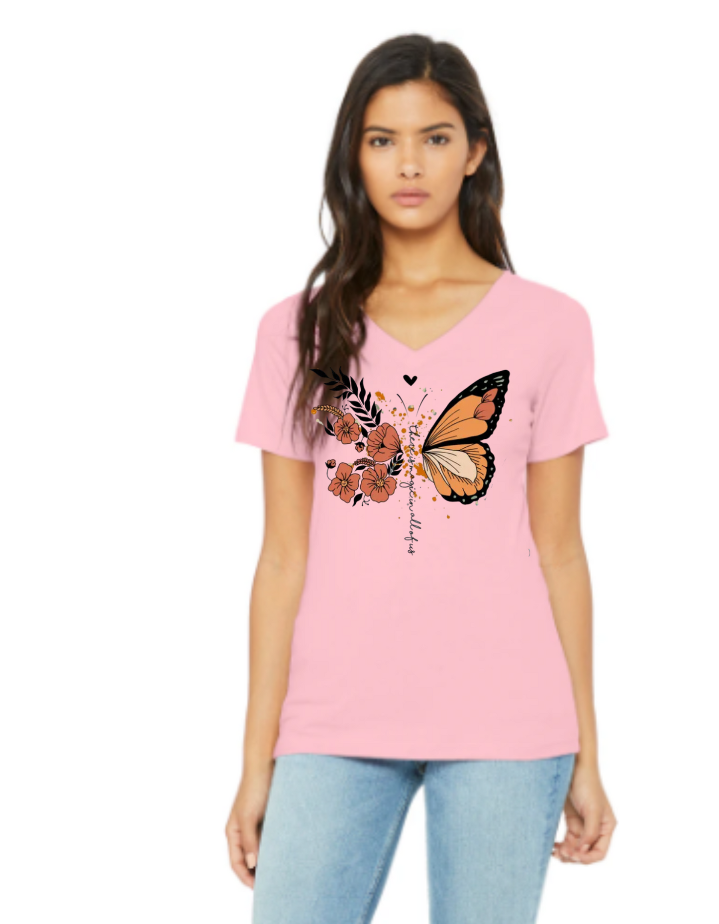 "Magic Is In All Of Us" Butterfly Print T-Shirt