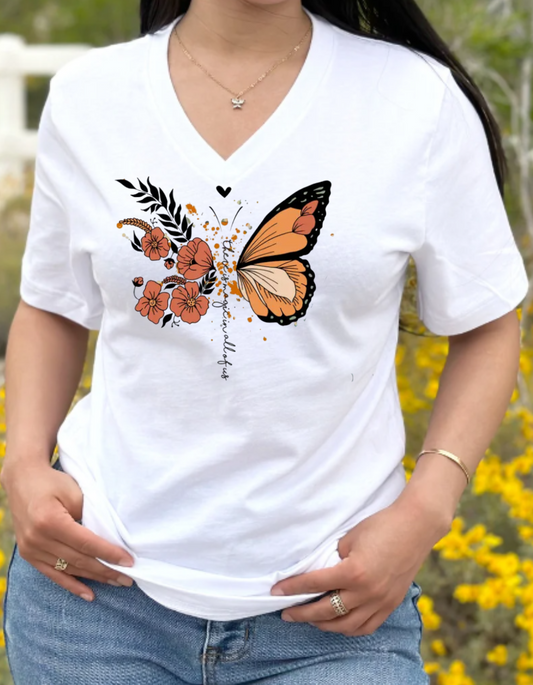 "Magic Is In All Of Us" Butterfly Print T-Shirt