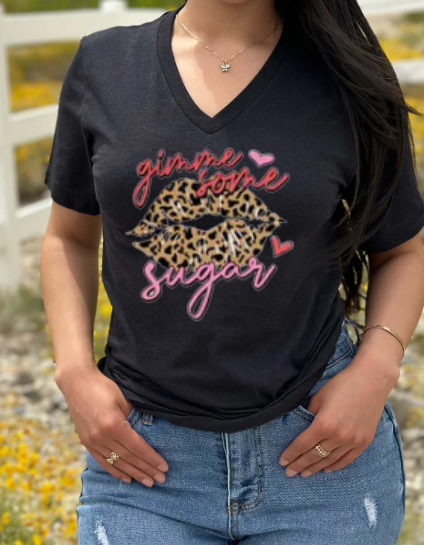 "Gimme Some Sugar" Leopard Print Lips T-Shirt