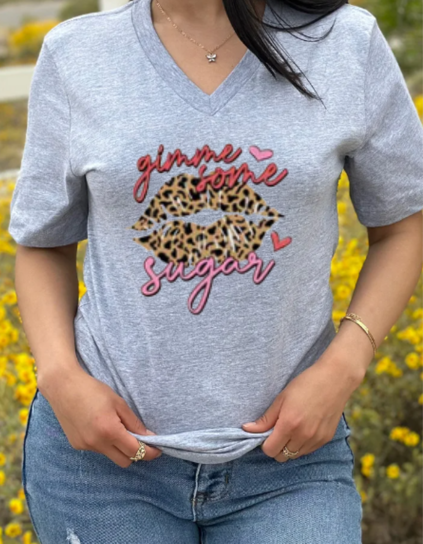 "Gimme Some Sugar" Leopard Print Lips T-Shirt