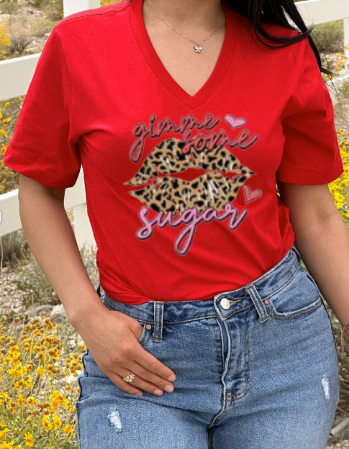 "Gimme Some Sugar" Leopard Print Lips T-Shirt