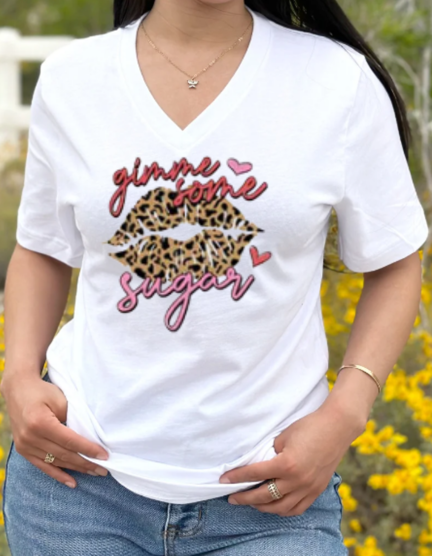 "Gimme Some Sugar" Leopard Print Lips T-Shirt