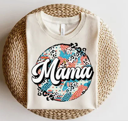 Independance Day Cheetah Print "Mama" T-shirt