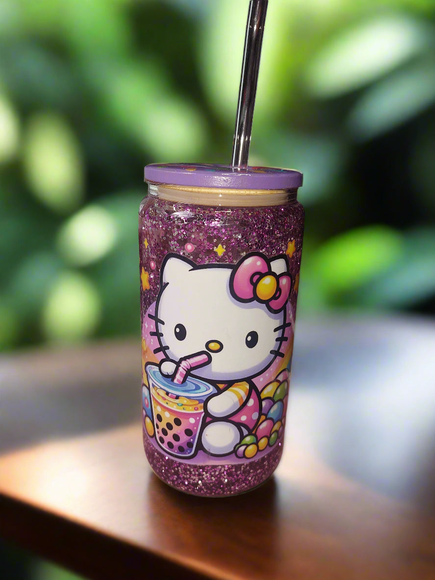 Kitty snow globe tumbler 12 oz