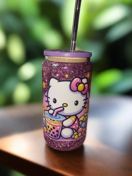 Kitty snow globe tumbler 12 oz