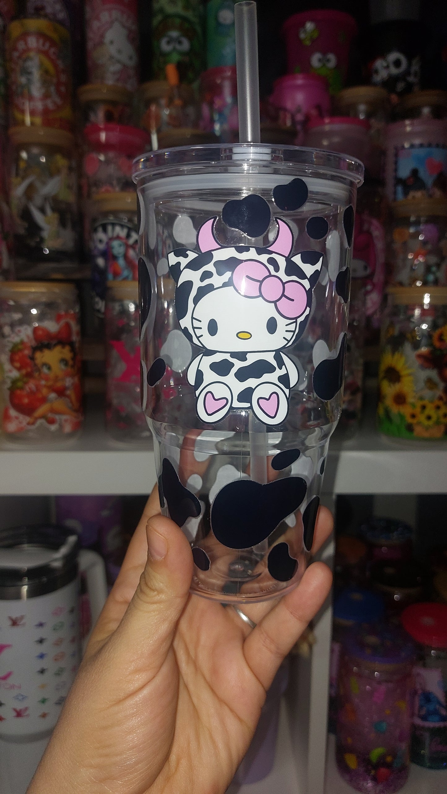 Cow kitty 20oz Plastic tumbler with handle