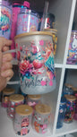 Praise God 17oz Glass handle with lid & straw