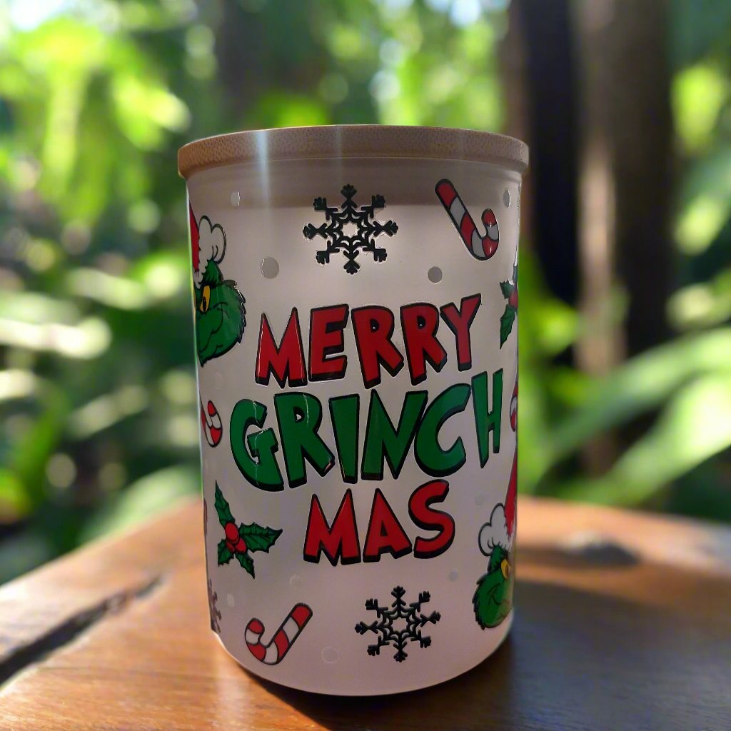 CHRISTMAS MUG  WITH HANDLE AND LID &straw