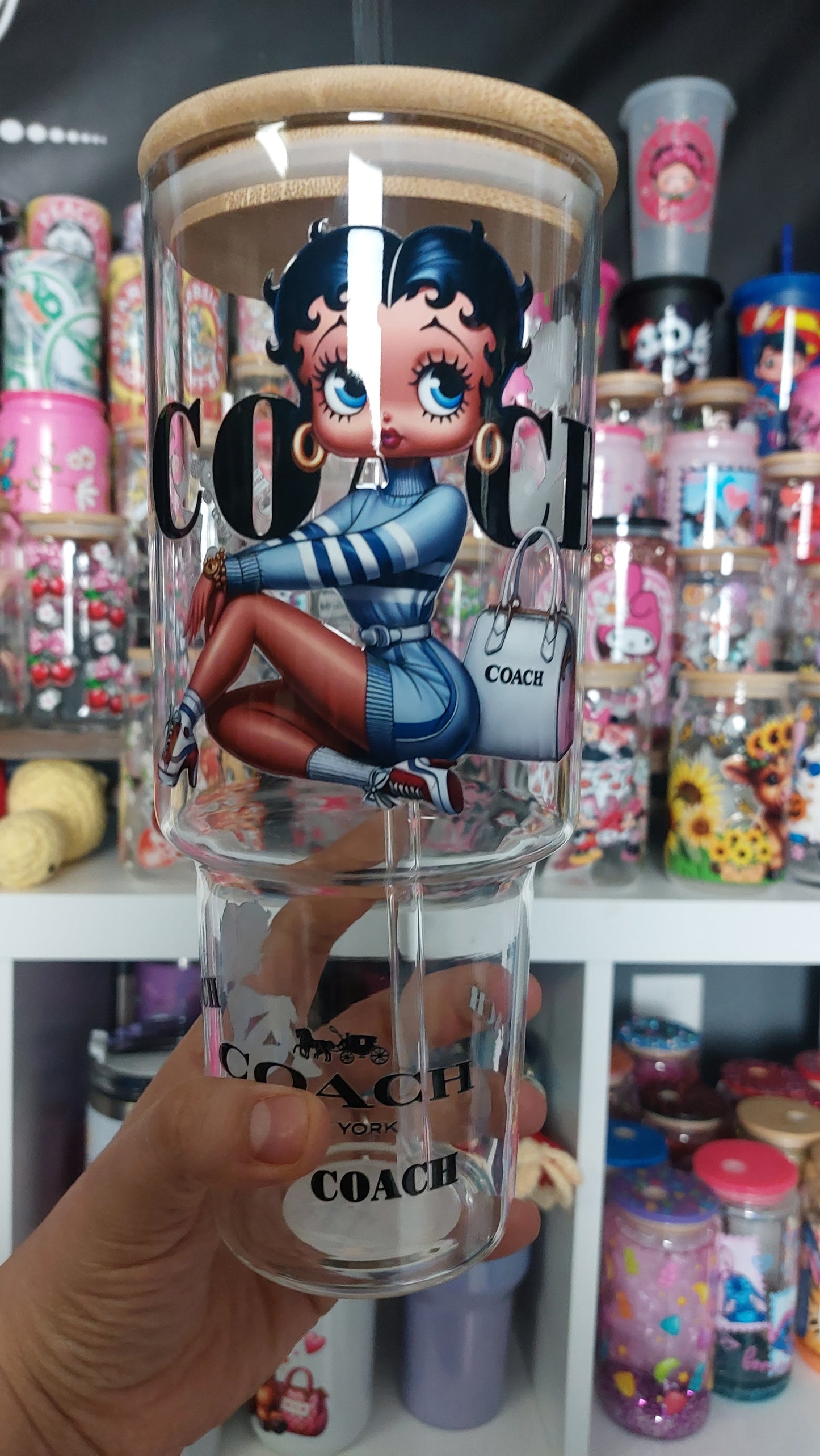 Betty Boop  40oz GLASS TUMBLER WITH HANDLE