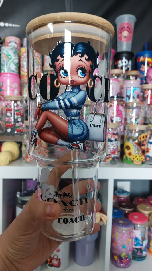 Betty Boop  40oz GLASS TUMBLER WITH HANDLE