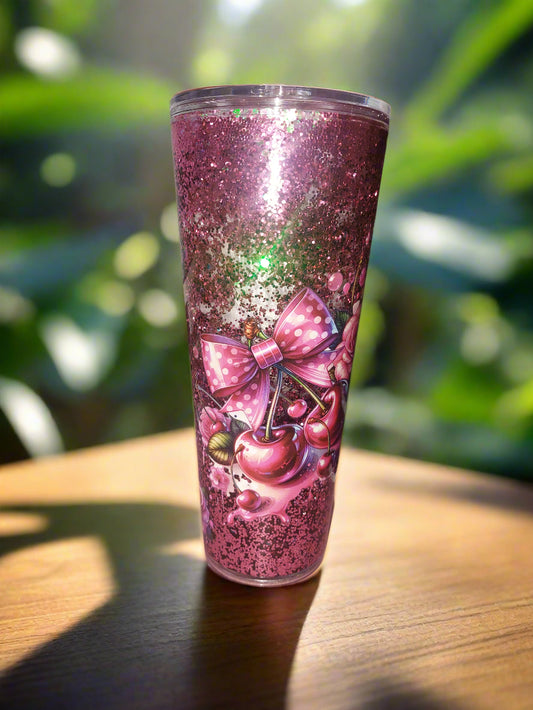 Cherries Snow globe acrylic tumbler 24oz