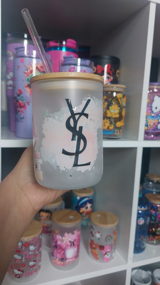 Inspired Glass handle with lid & straw