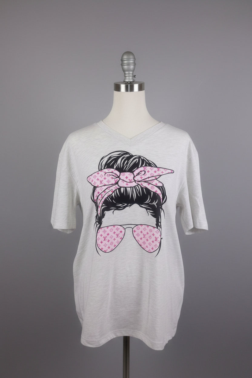 LADY LV  V-NECK T-SHIRT #3962