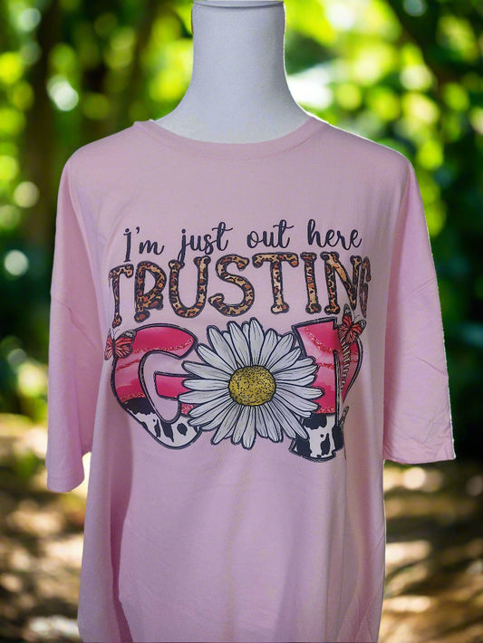 I'm just out here trusting GOD CREW NECK T-SHIRT