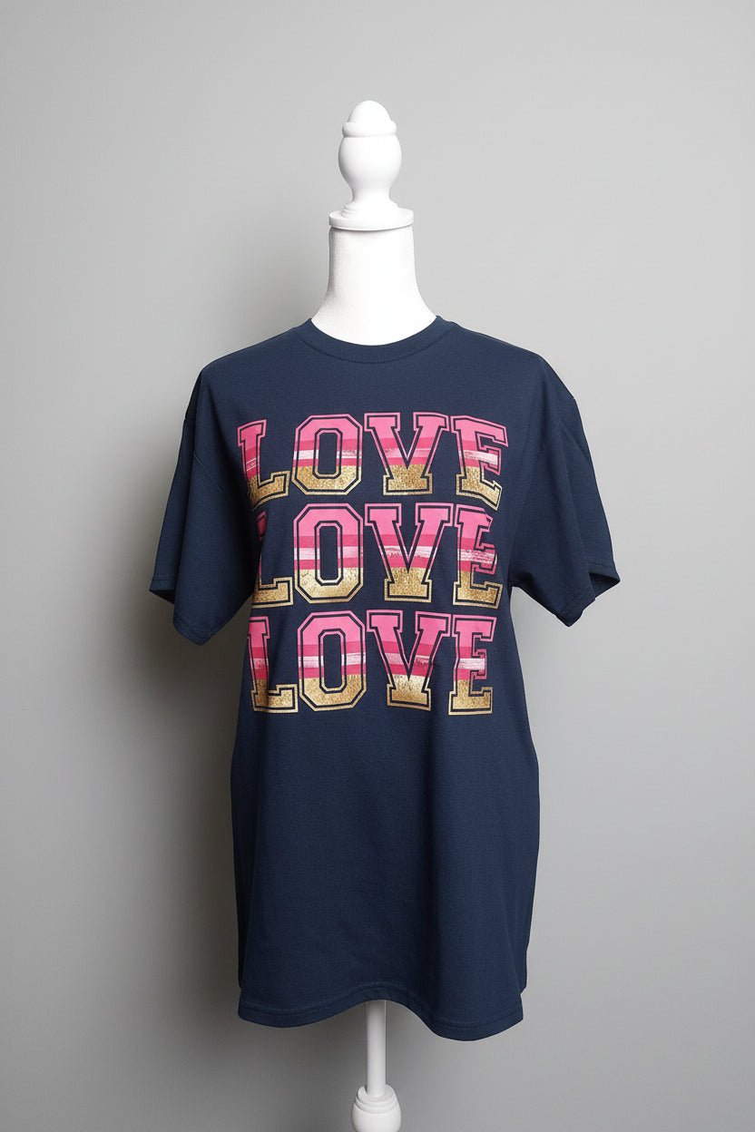LOVE LOVE LOVE   Crew neck t-shirt  #3979
