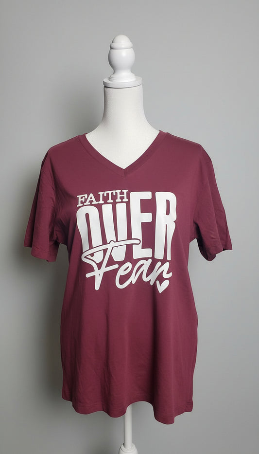 V-NECK T-SHIRT FAITH OVER FEAR