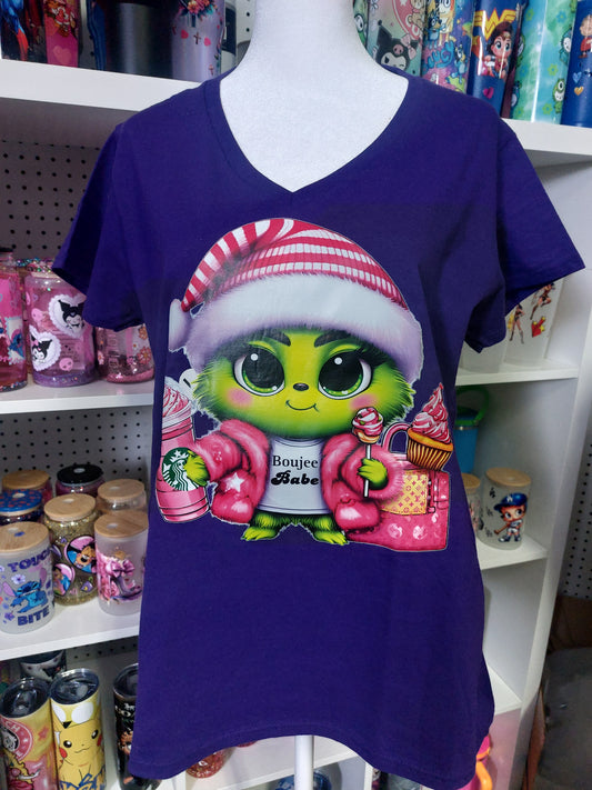 Christmas  Grinchy T-shirt V-neck ready to go