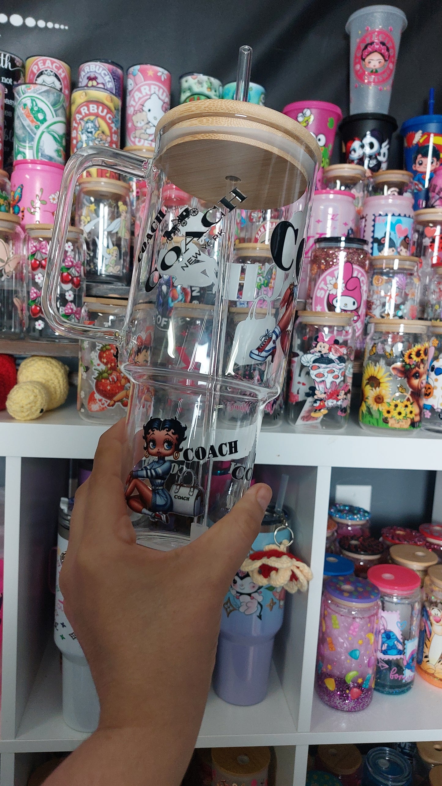 Betty Boop  40oz GLASS TUMBLER WITH HANDLE