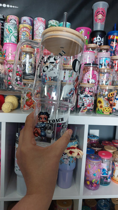Betty Boop  40oz GLASS TUMBLER WITH HANDLE