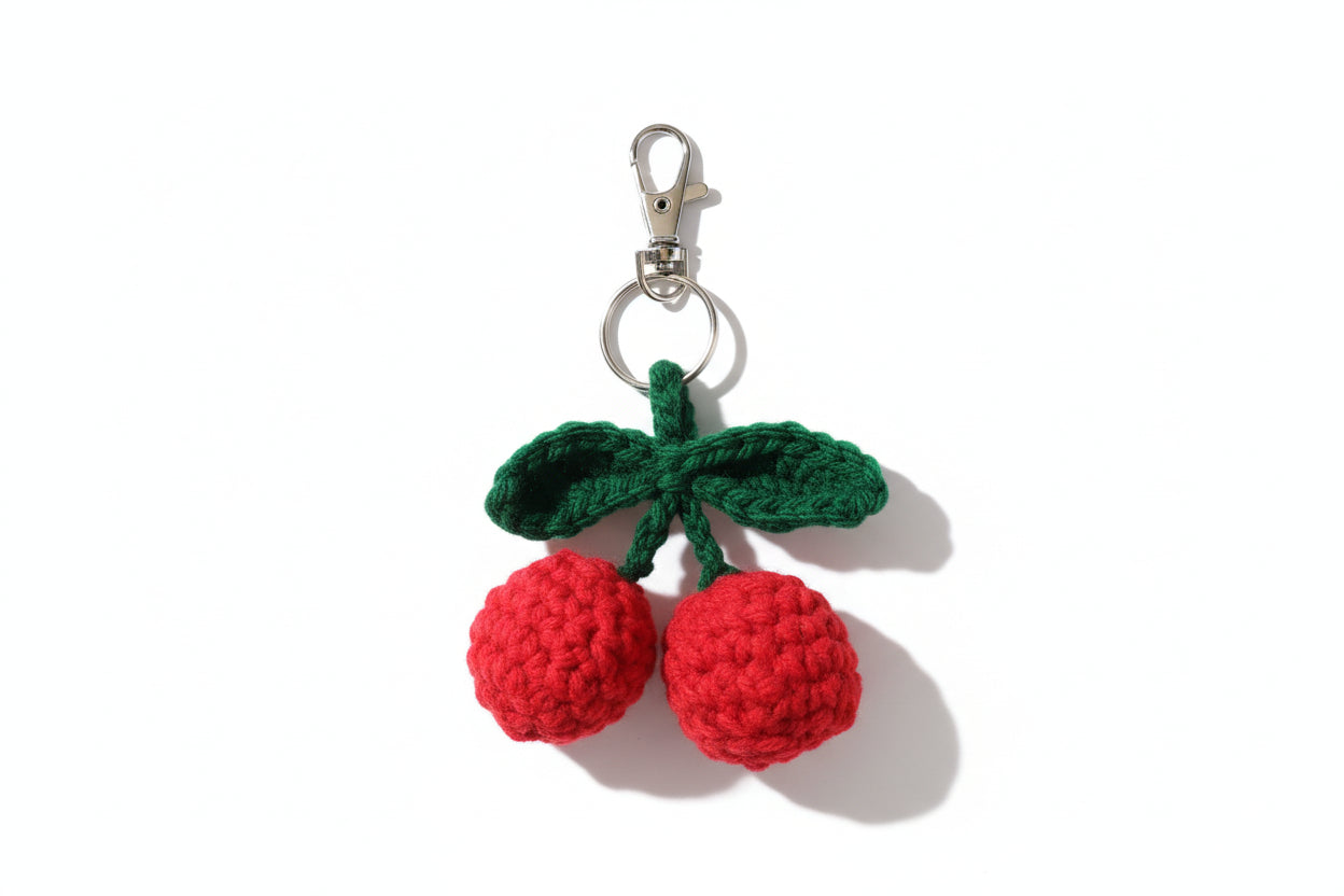 CROCHET Cherry handmade keychain