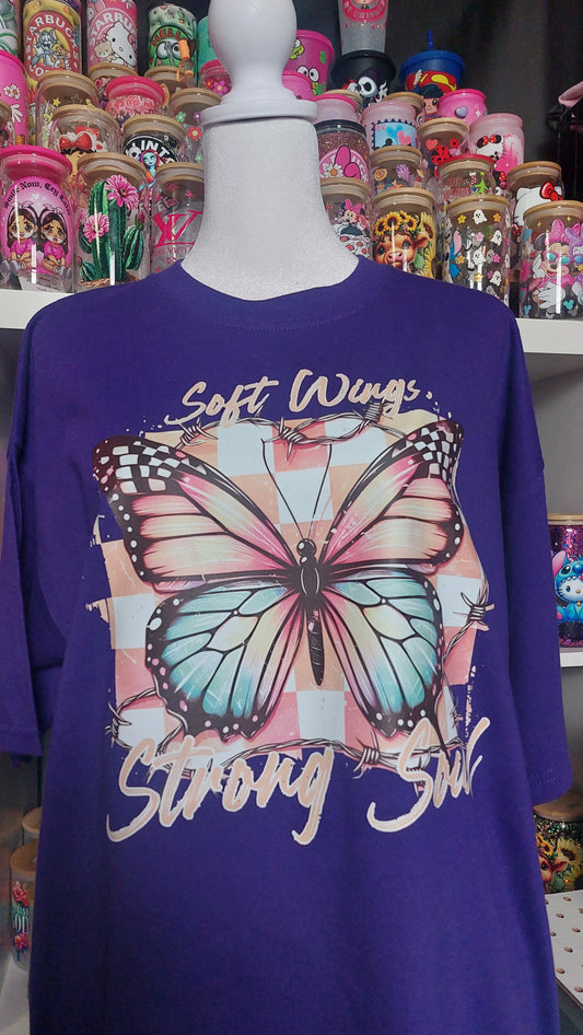 SOFT WINGS SRONG SOUYL BUTTERFLY NECK T-SHIRT