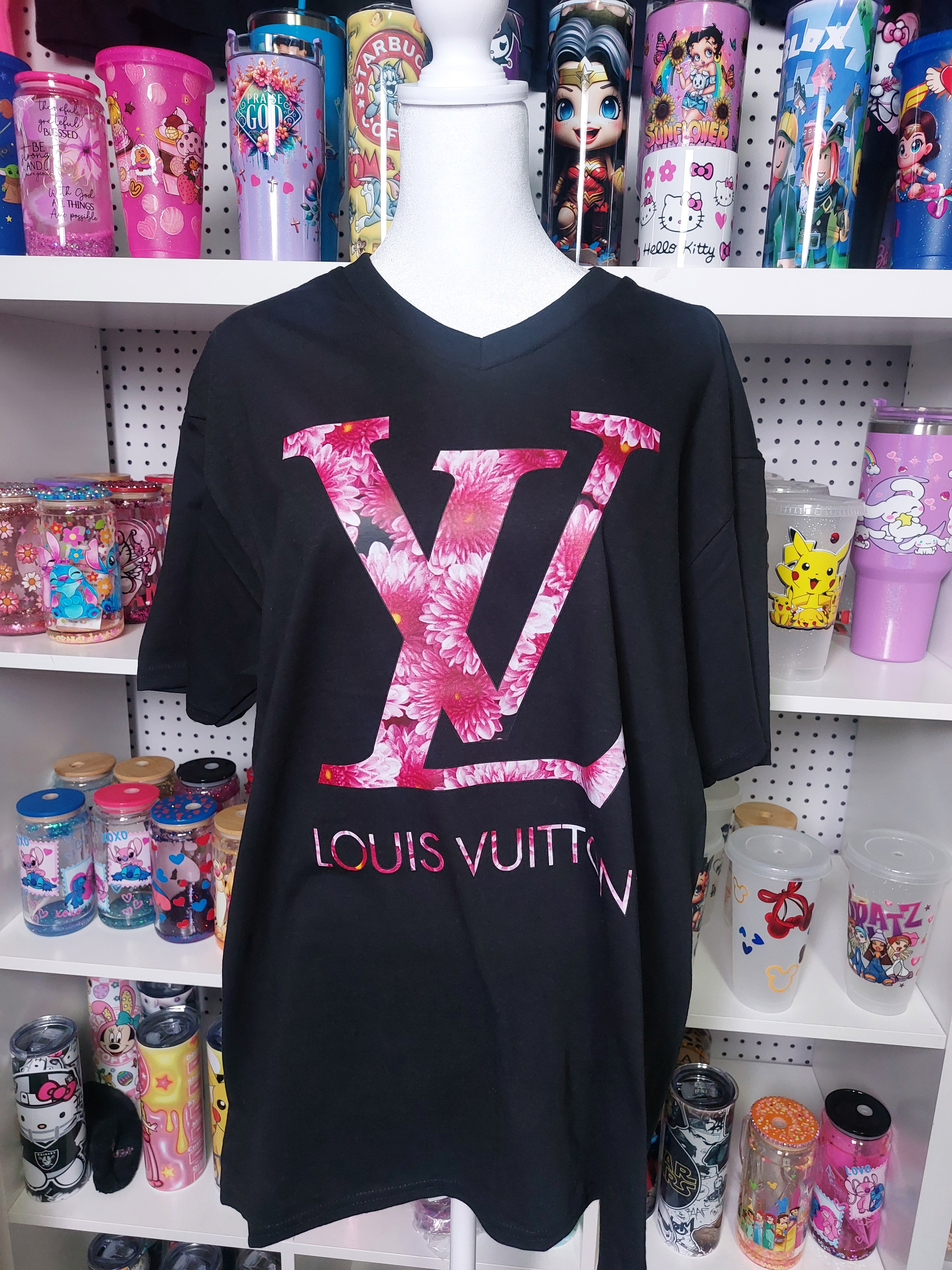 LV Flowers V-NECK T-SHIRT #3789