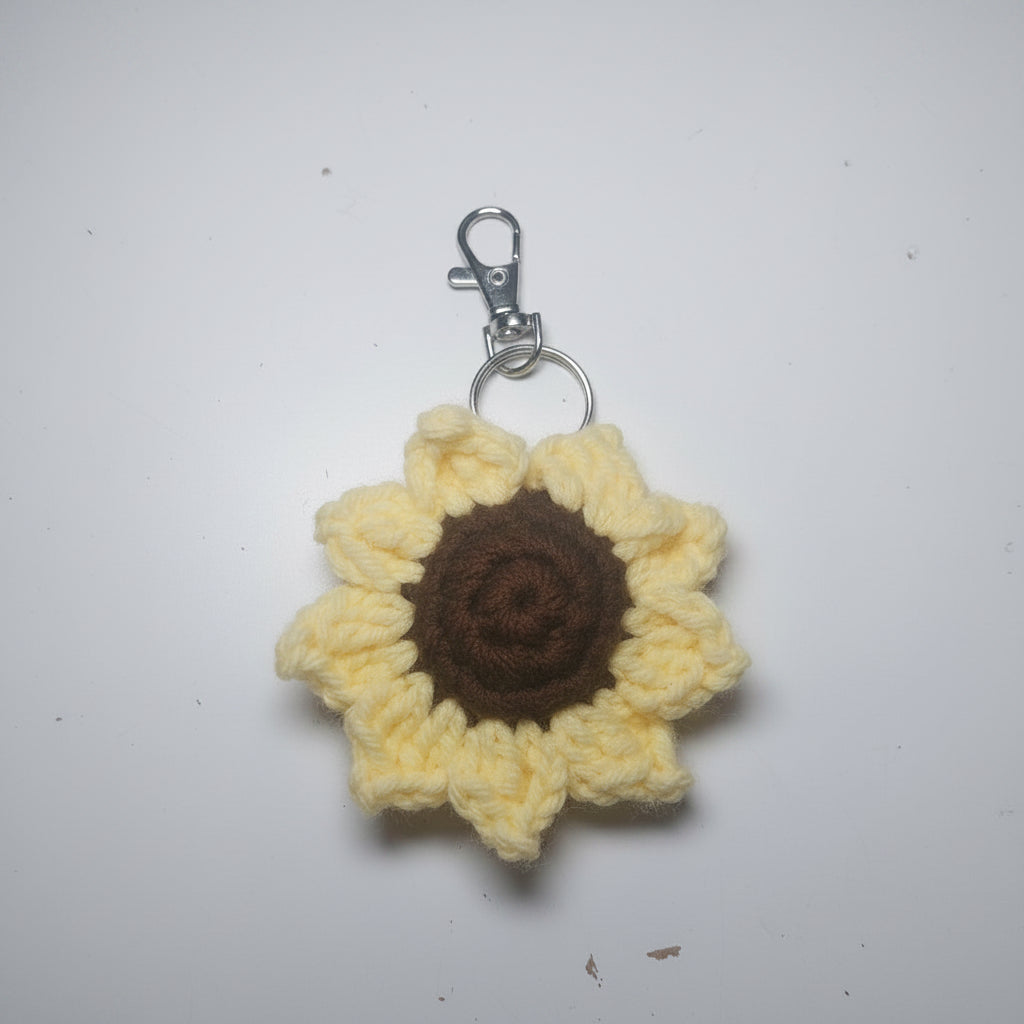 Sunflower crochet keychain