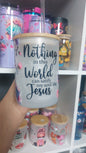 Nothing in this world can satisfy my soul like Jesus 17oz Glass handle with lid & straw