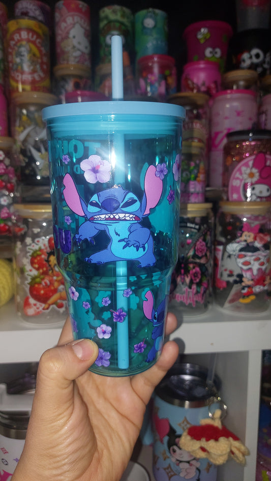 Blue animal 20oz Plastic tumbler with handle