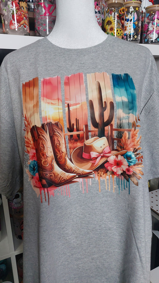 Country style  crew neck t-shirt