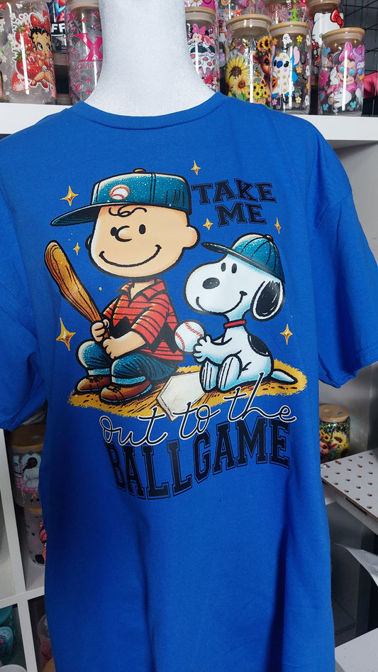 Take me out to the ball game crew neck t-shirt