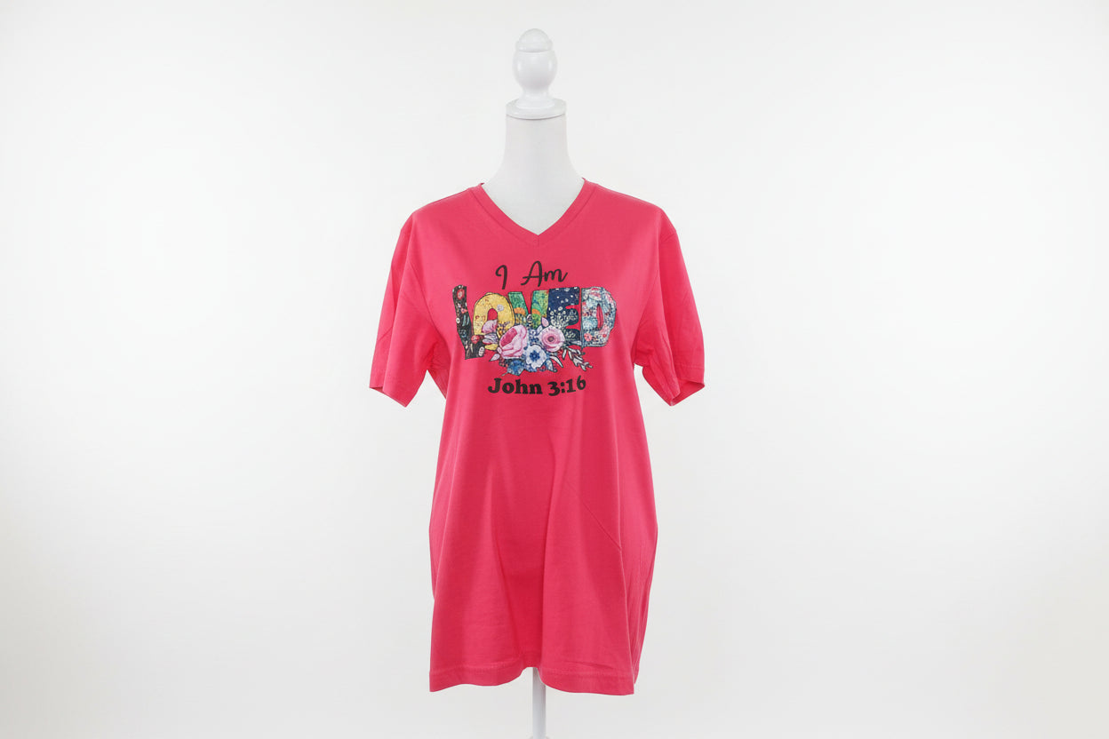 I'm LOVED John 3:16 V-NECK T-SHIRT #3935