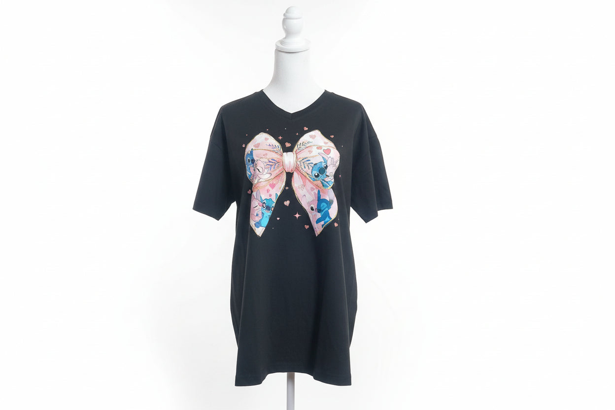 BOW V-NECK T-SHIRT #3976