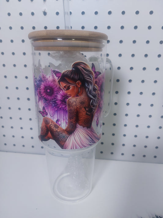 40oz GLASS TUMBLER WITH HANDLE