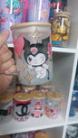 Friends 17oz Glass handle with lid & straw