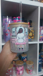Babe couture & coffee 17ozGlass handle with lid & straw
