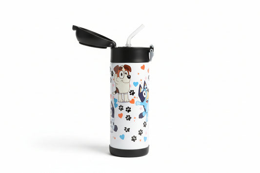 Doggy friends 12oz stainless steel tumbler with straw