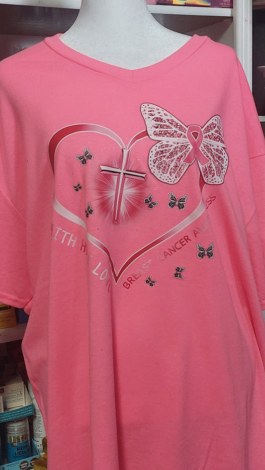 Faith hope love breast cancer awareness NECK T-SHIRT