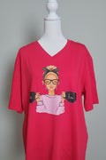 COFFEE BOSS GIRL V-NECK T-SHIRT #3941